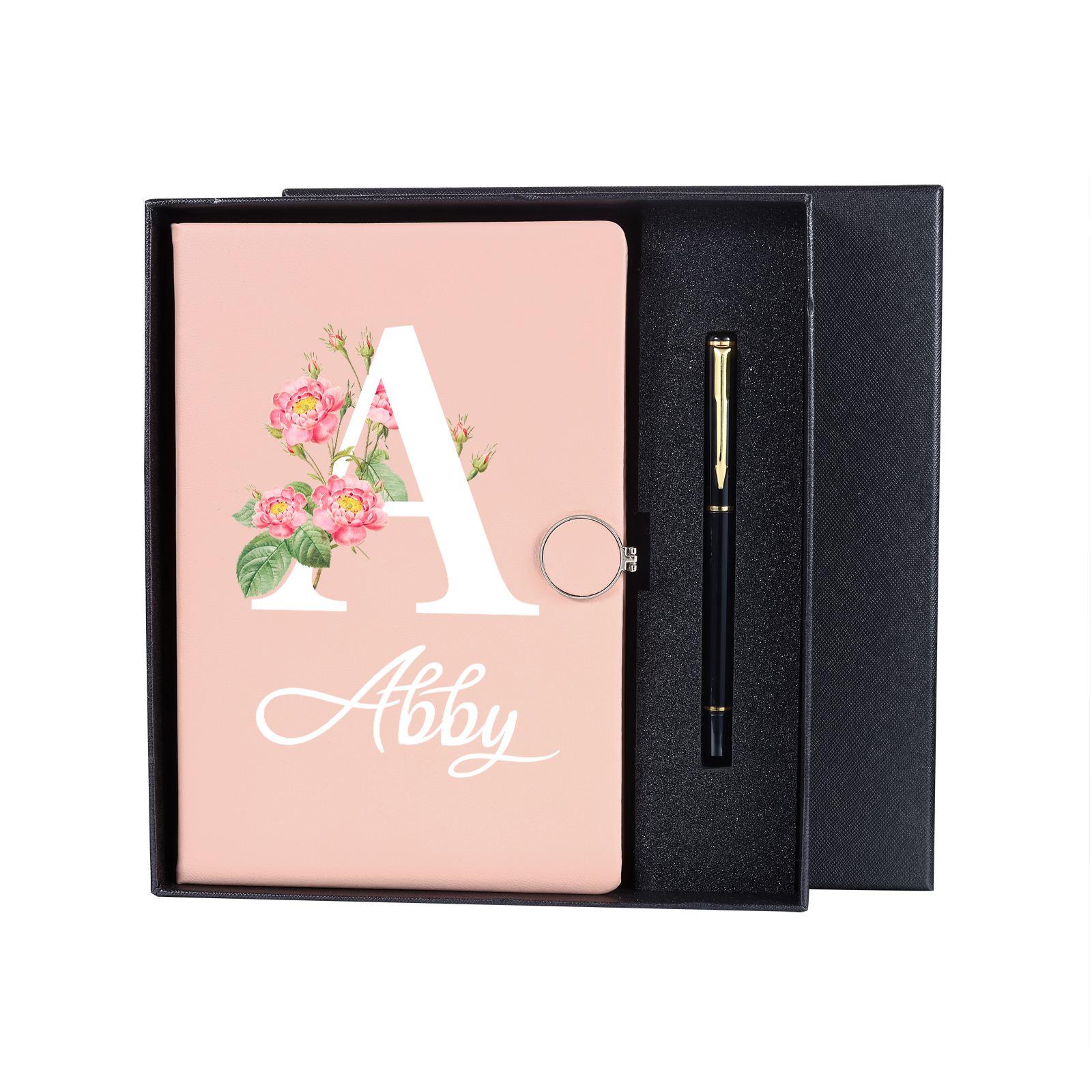 Personalised Floral Initial A5 Notebook Gift Set with Name – Custom Stationery Present for Every Occasion | Jessemade