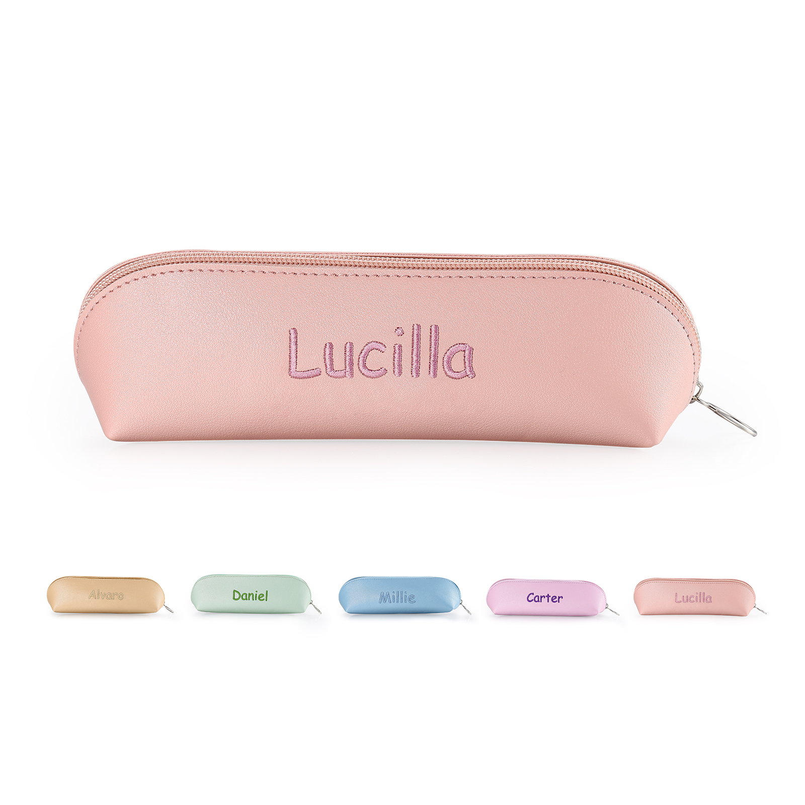 1 Name Personalised Pencil Case for Girls & Boys – PU Leather with Custom Embroidery | Jessemade