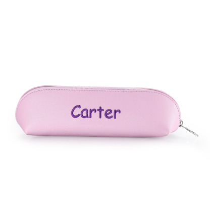 1 Name Personalised Pencil Case for Girls & Boys – PU Leather with Custom Embroidery | Jessemade