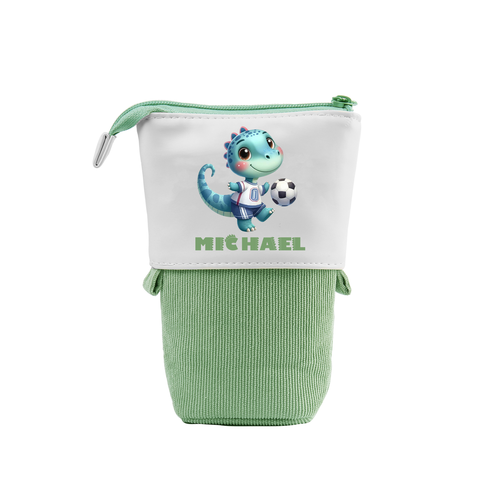 Personalised Corduroy & PU Leather Dinosaur Pencil Case – Cute Custom Pencil Holder-Back To School Gift For Boys/Girls | Jessemade