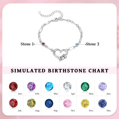 Personalised Adjustable Heart Link Birthstone Bracelet