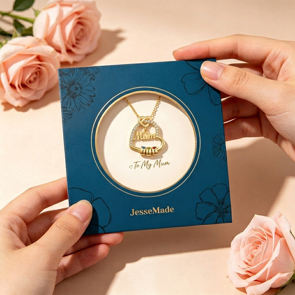 Personalised Mum Birthstone Heart Necklace With 1-5 Names
