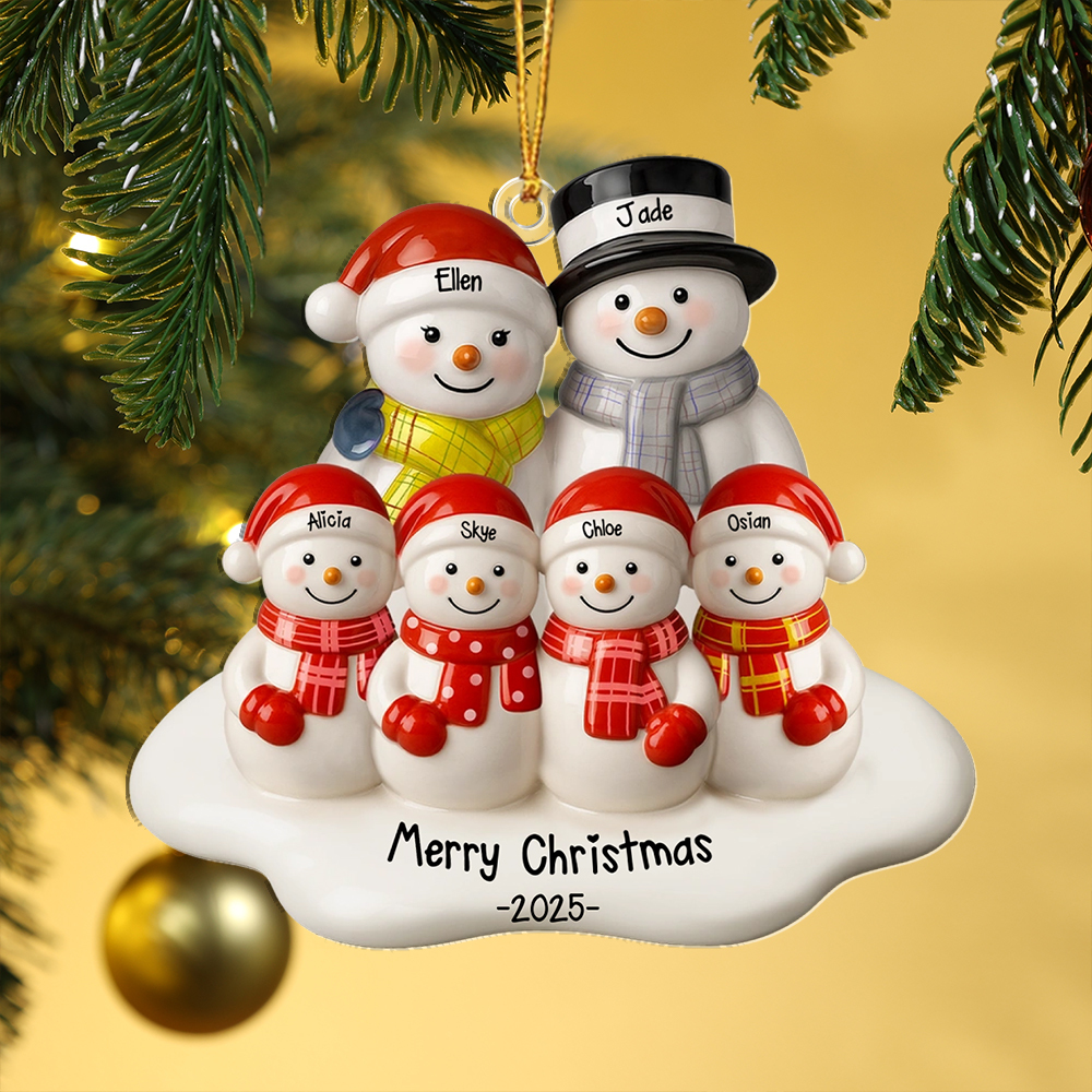 Personalised Family Snowman Christmas Tree Ornament