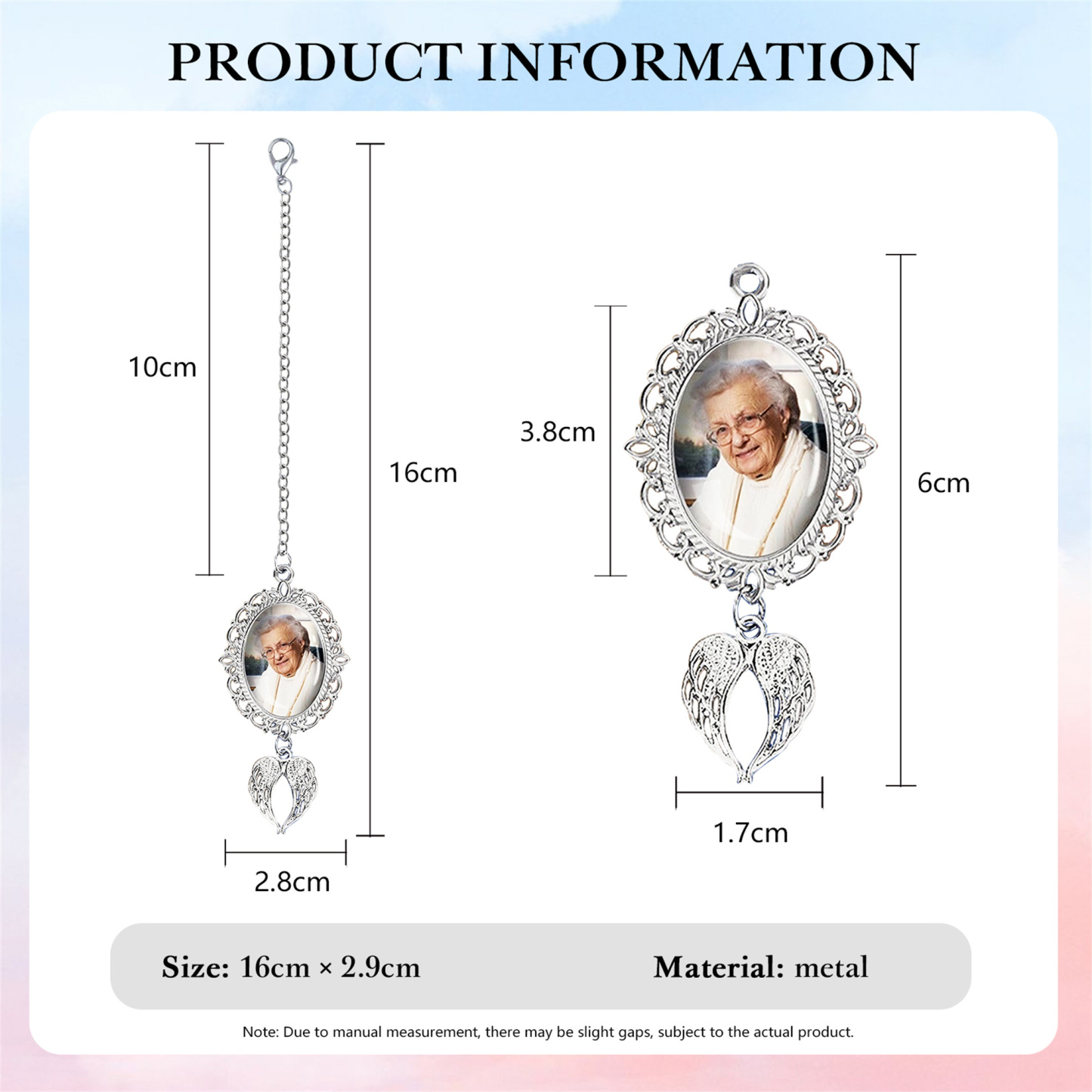 Personalised Photo Brooch with Angel Wing Charm – Perfect Custom Gift for Loved Ones