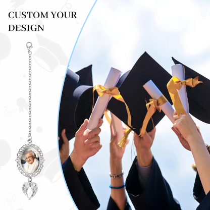 Personalised Photo Brooch with Angel Wing Charm – Perfect Custom Gift for Loved Ones