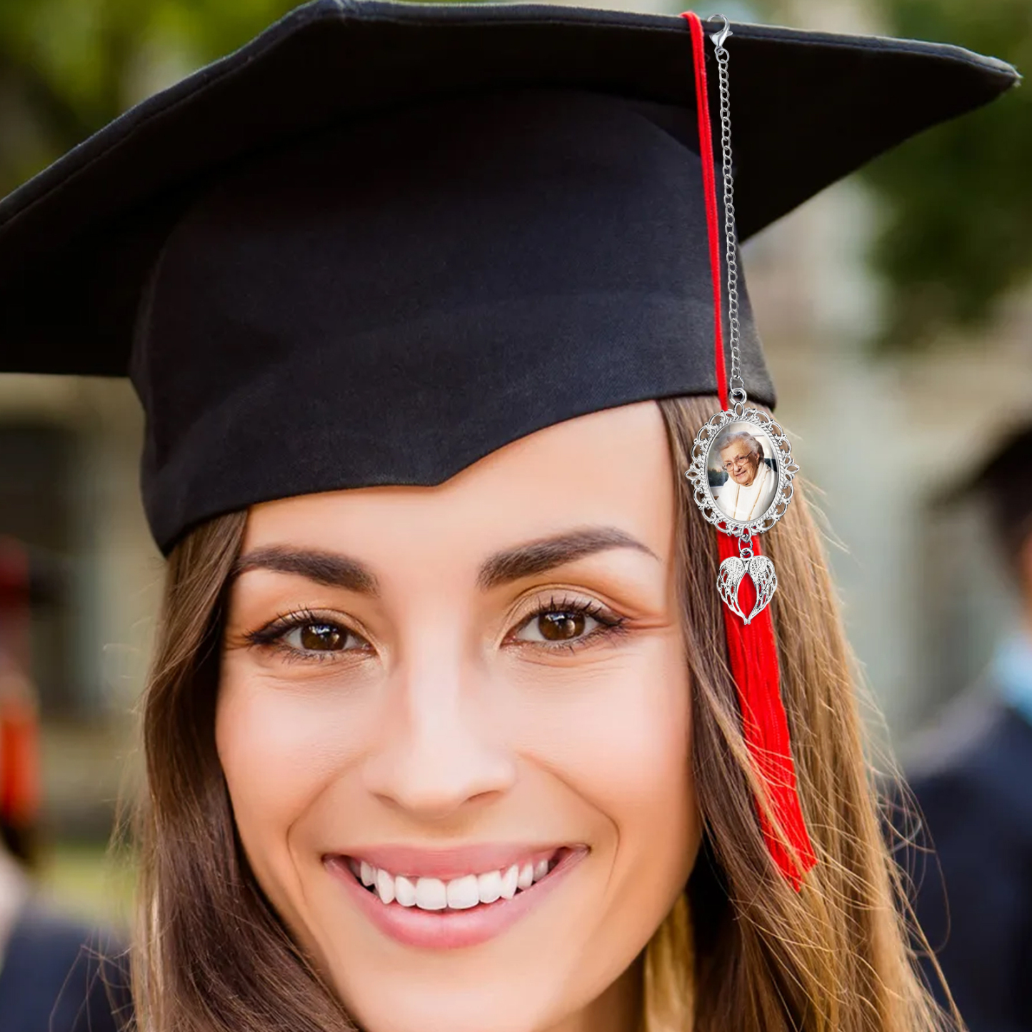 Personalised Photo Brooch with Angel Wing Charm – Perfect Custom Gift for Loved Ones