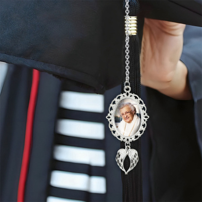 Personalised Photo Brooch with Angel Wing Charm – Perfect Custom Gift for Loved Ones