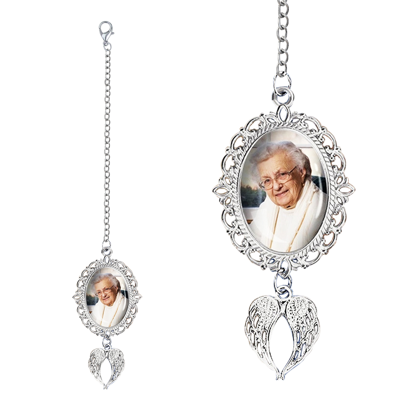 Personalised Photo Brooch with Angel Wing Charm – Perfect Custom Gift