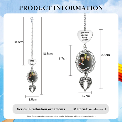 2024 Graduation Gifts - Personalised Photo & Text Angel Wings Pendant Graduation Gift for Him/Her