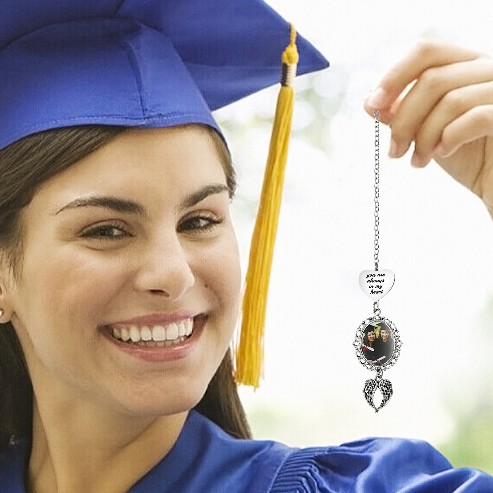 2024 Graduation Gifts - Personalised Photo & Text Angel Wings Pendant Graduation Gift for Him/Her
