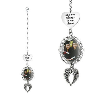 2024 Graduation Gifts - Personalised Photo & Text Angel Wings Pendant Graduation Gift for Him/Her