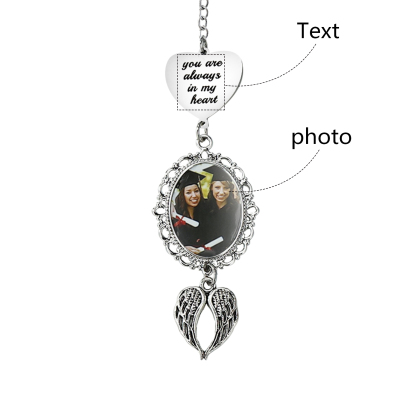 2024 Graduation Gifts - Personalised Photo & Text Angel Wings Pendant Graduation Gift for Him/Her