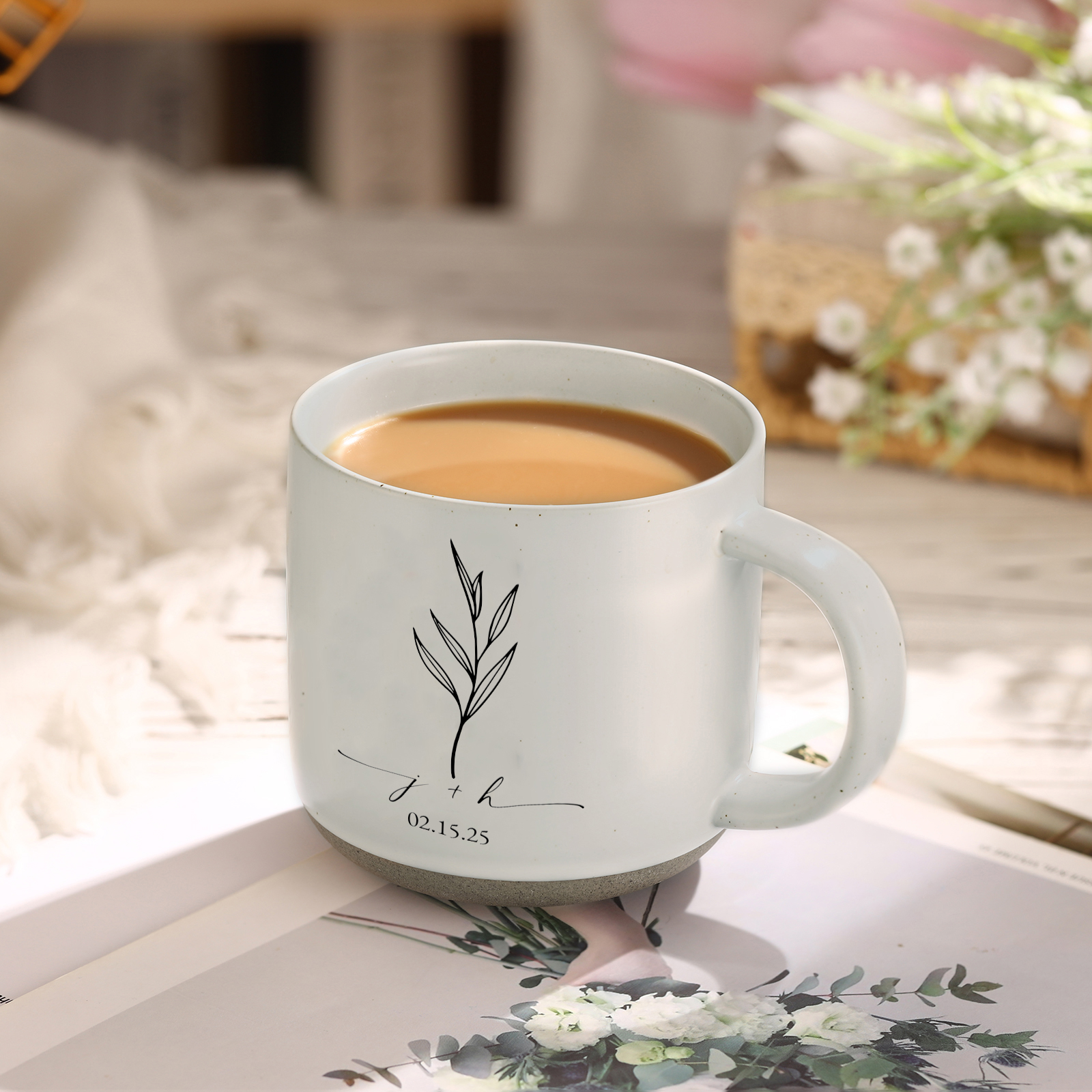 Personalised Mr & Mrs Ceramic Coffee Mugs With Initials & Date - Wedding Anniversary Gifts for Newlywed Couples | Jessemade