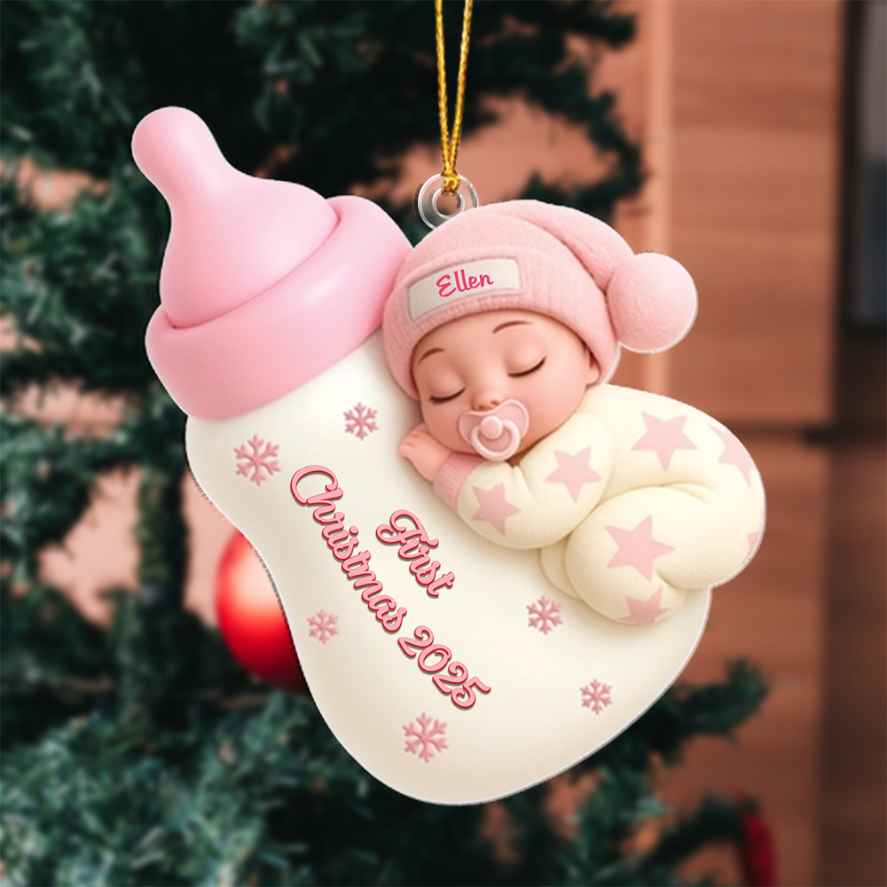 Personalised Baby Bottle First Christmas Ornament