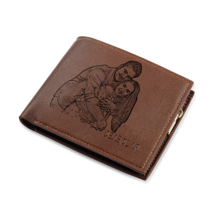 Personalised Brown Photo PU Leather Couple Wallet For Men