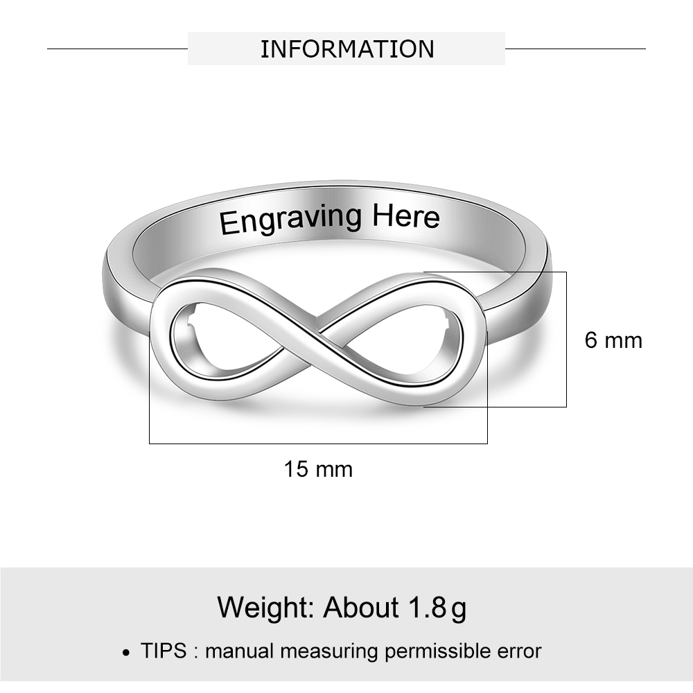 Infinity Love Promise Ring Sizes 5-12 For Women