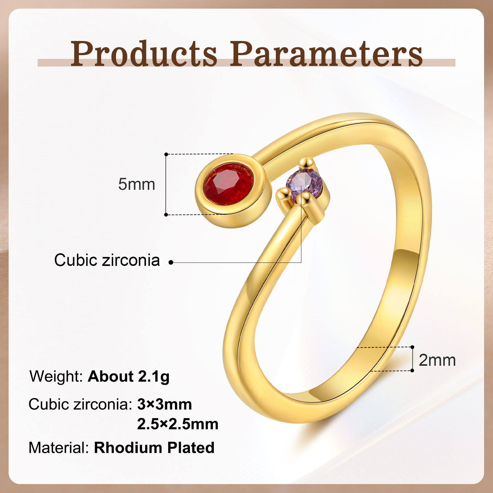 2 Birthstones - Personalised Birthstone Ring, A Customized Gift For Her