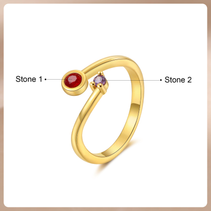 2 Birthstones - Personalised Birthstone Ring, A Customized Gift For Her