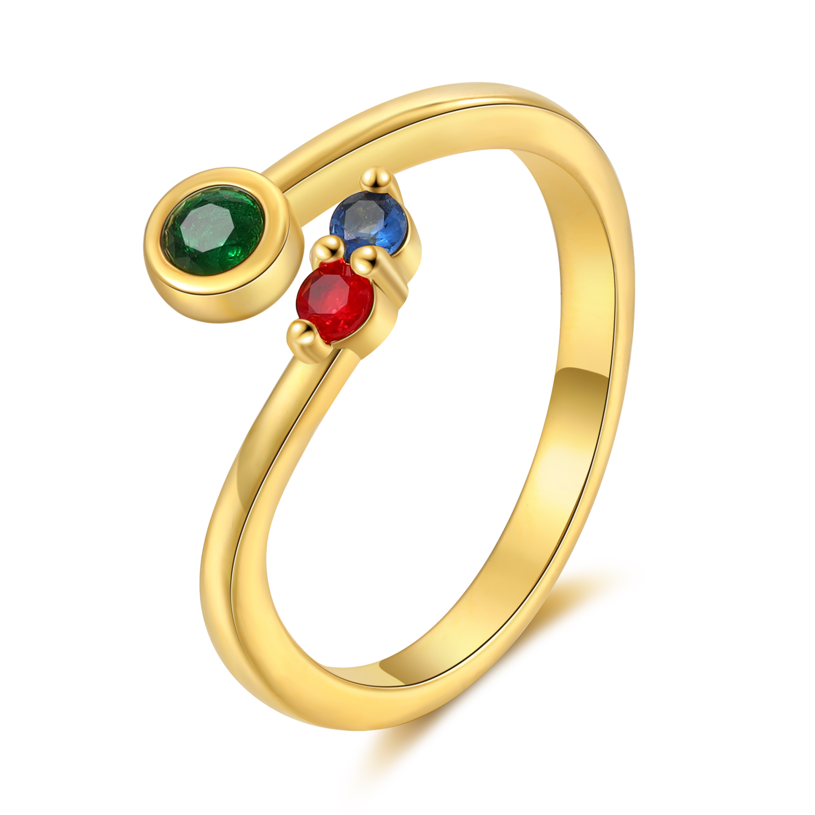 3 Birthstones - Personalised Birthstone Ring, A Customized Gift For Her