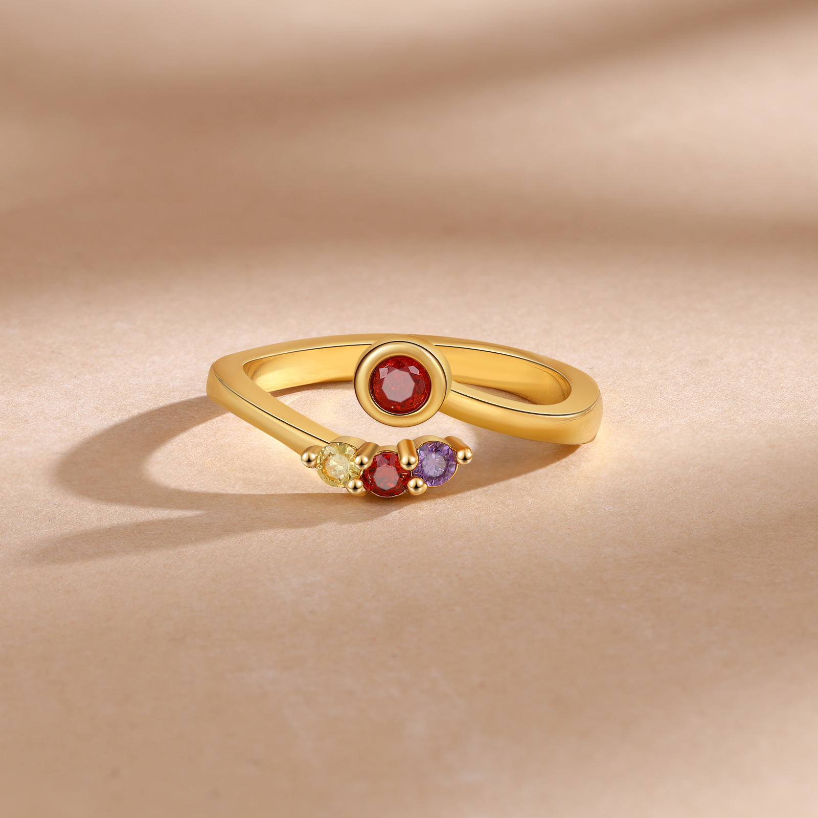 4 Birthstones - Personalised Birthstone Ring, A Customized Gift For Her