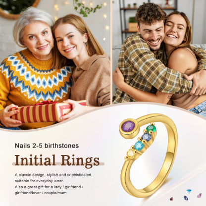 5 Birthstones - Personalised Birthstone Ring, A Customized Gift For Her