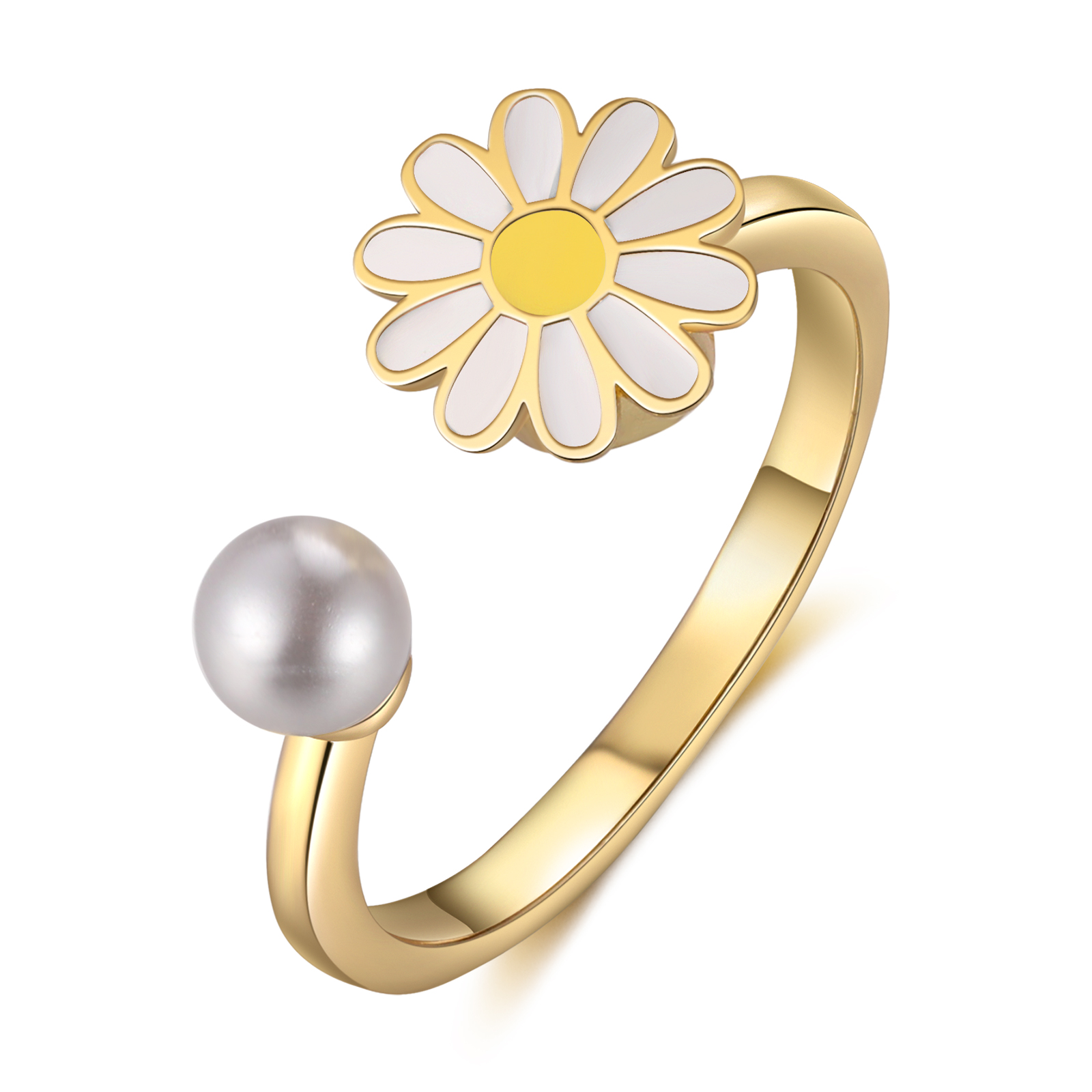 Open Finger Rings Daisy Flower Anxiety Worry Fidget Spinner Ring