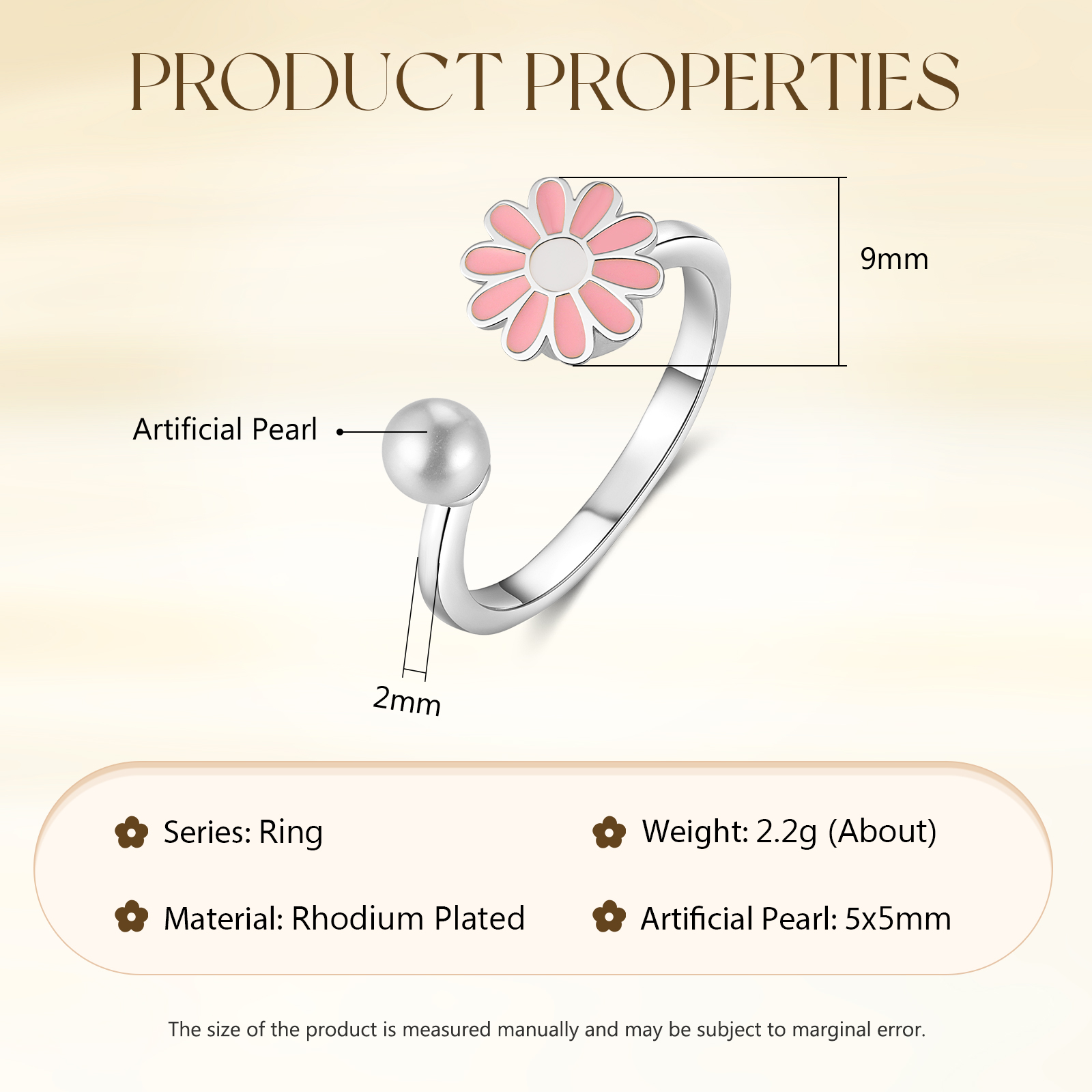 Open Finger Rings Daisy Flower Anxiety Worry Fidget Spinner Ring