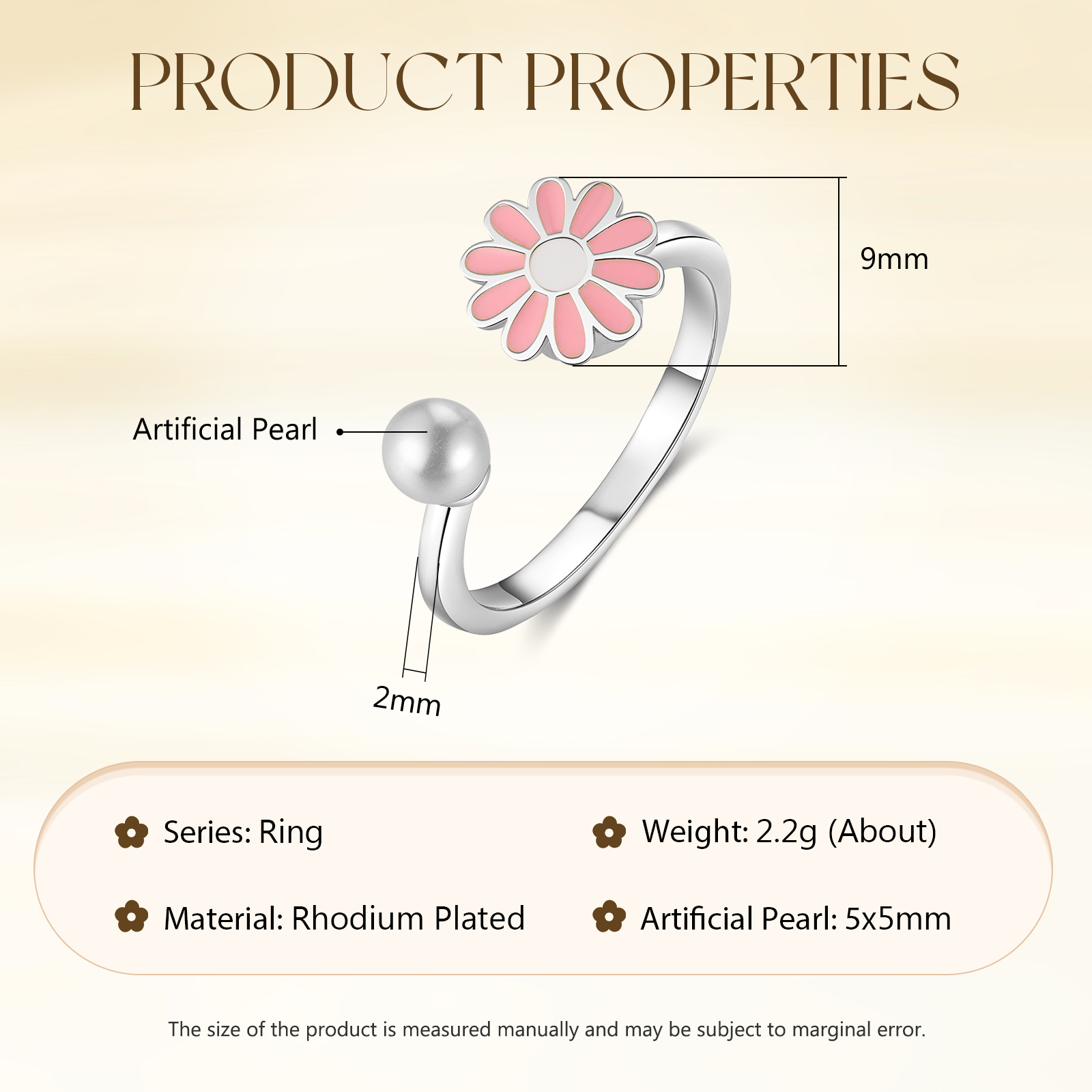 Open Finger Rings Daisy Flower Anxiety Worry Fidget Spinner Ring