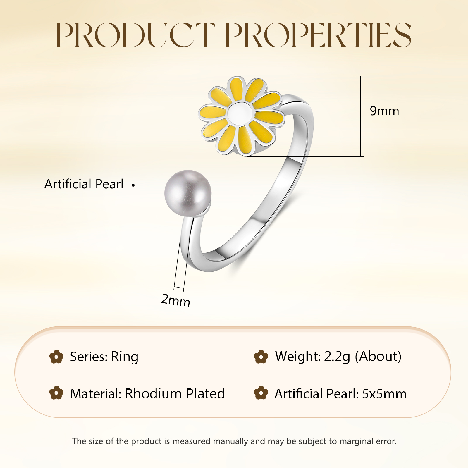 Open Finger Rings Daisy Flower Anxiety Worry Fidget Spinner Ring