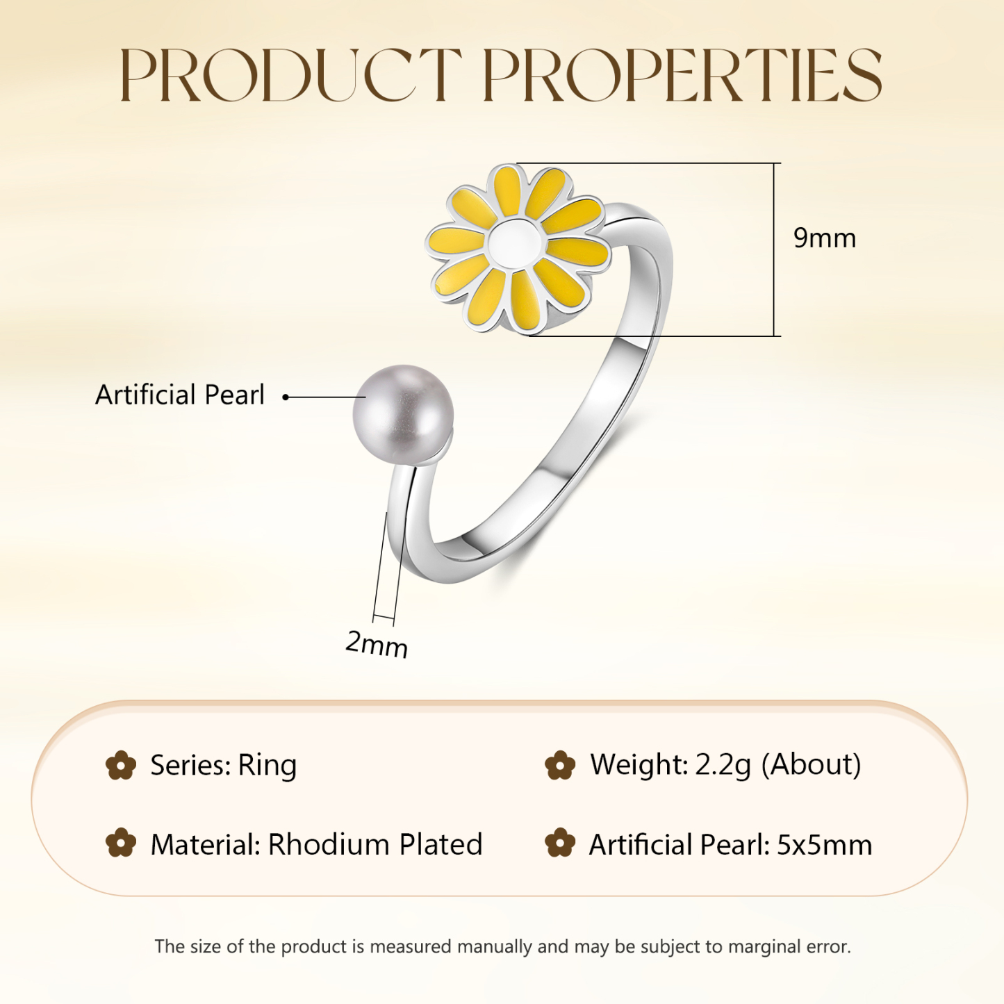 Open Finger Rings Daisy Flower Anxiety Worry Fidget Spinner Ring