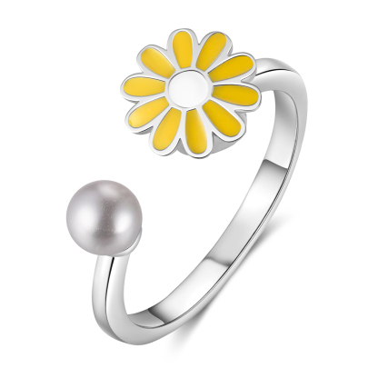 Open Finger Rings Daisy Flower Anxiety Worry Fidget Spinner Ring