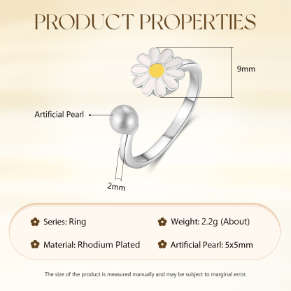 Open Finger Rings Daisy Flower Anxiety Worry Fidget Spinner Ring