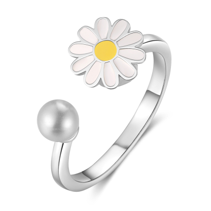 Open Finger Rings Daisy Flower Anxiety Worry Fidget Spinner Ring