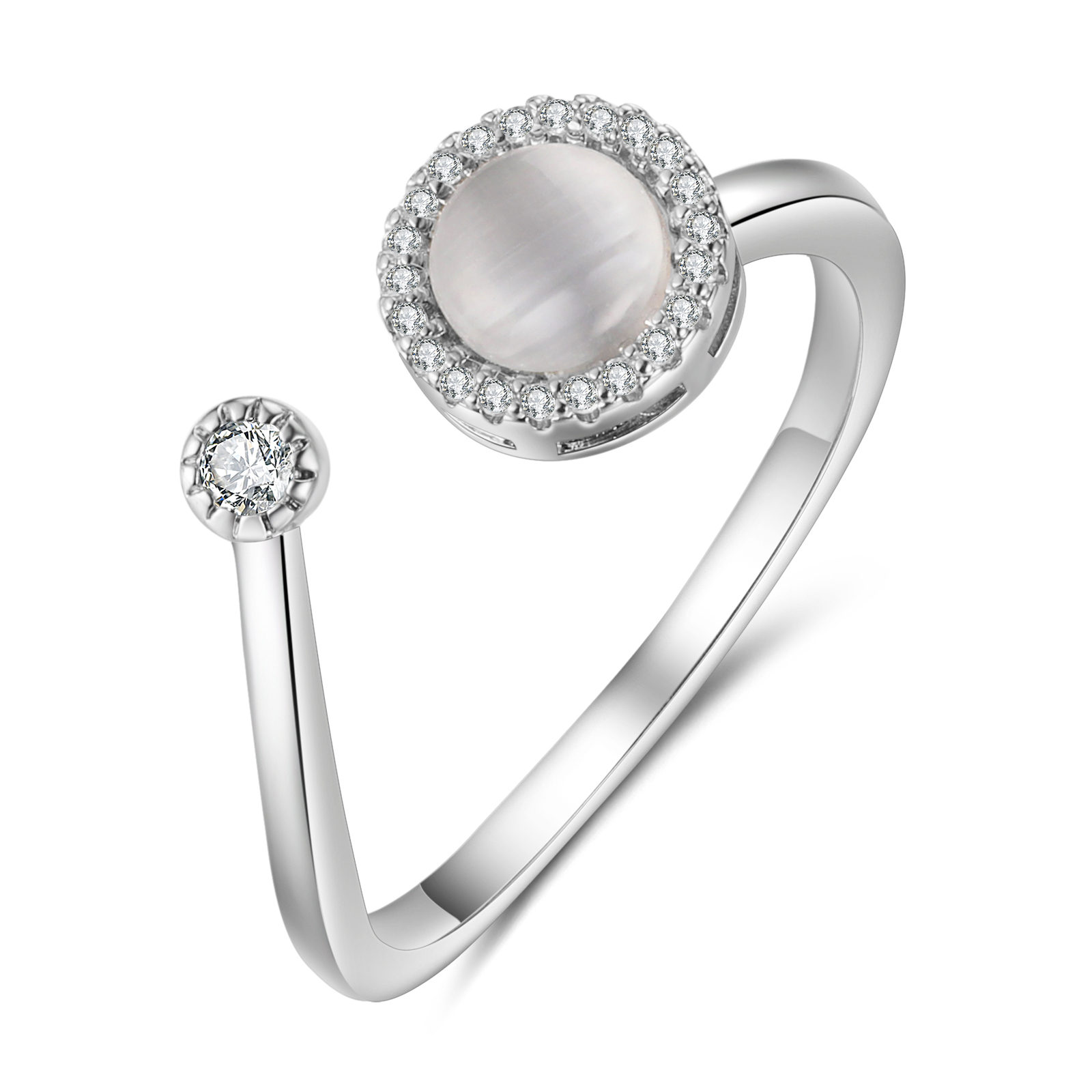Adjustable Gold-Plated Cat's Eye Ring with Cubic Zirconia Accents - Elegant and Stylish Gift for Women | Jessmade