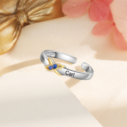 2 Birthstones - Personalized 2 Birthstones & 2 Names Beautiful Ring, a Customized Gift for Her