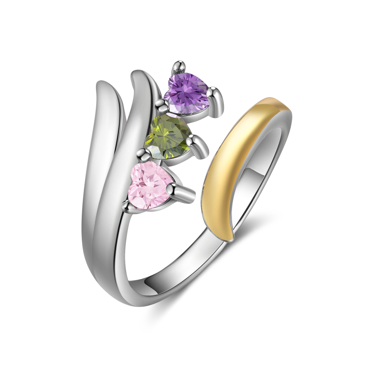 3 Names - Personalized 3 Birthstones and 3 Names Beautiful Ring, Customized Gift for Her