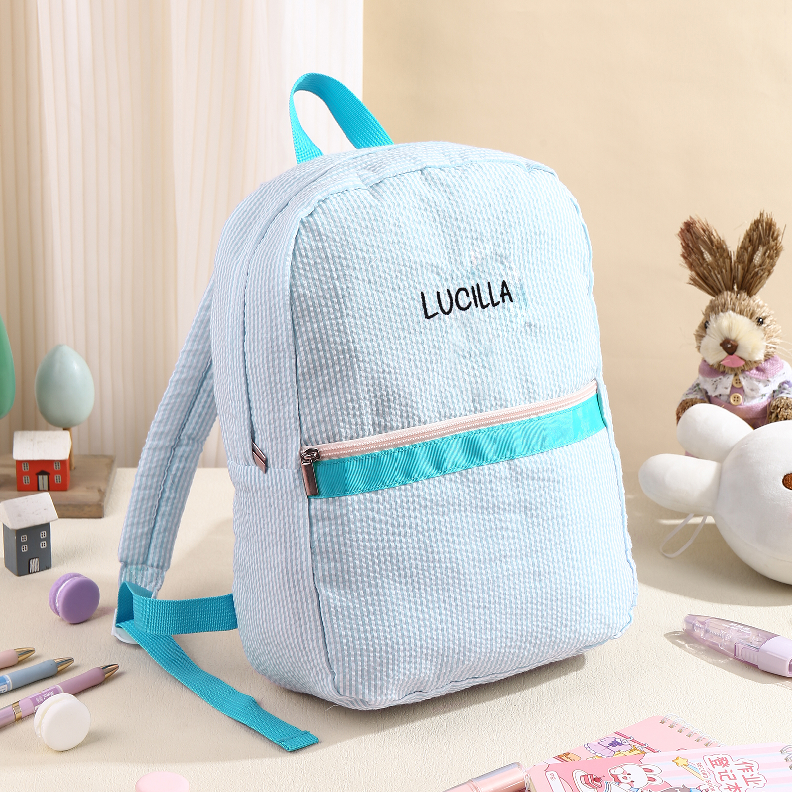 Personalized School Bag Custom Name Canvas Children Backpack Back To School Gift For Children