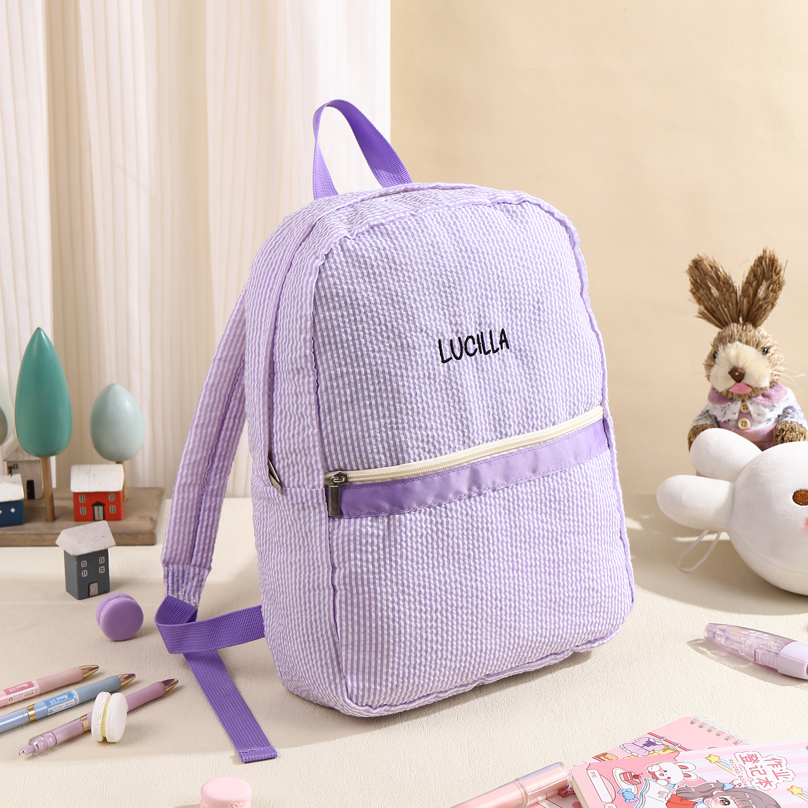 Personalized School Bag Custom Name Canvas Children Backpack Back To School Gift For Children