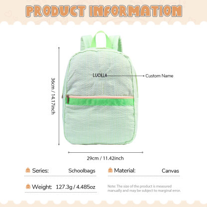 Personalized School Bag Custom Name Canvas Children Backpack Back To School Gift For Children