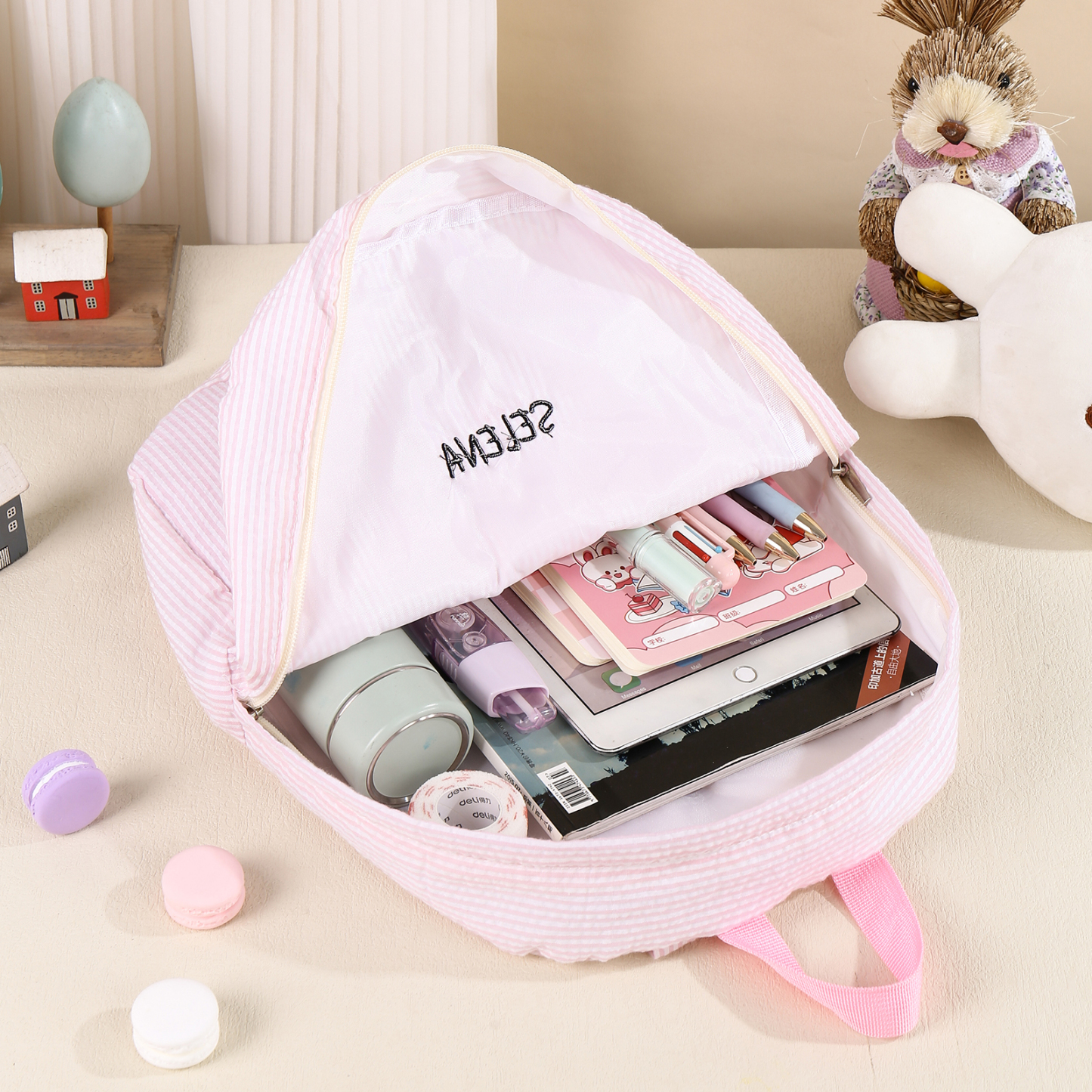 Personalized School Bag Custom Name Canvas Children Backpack Back To School Gift For Children