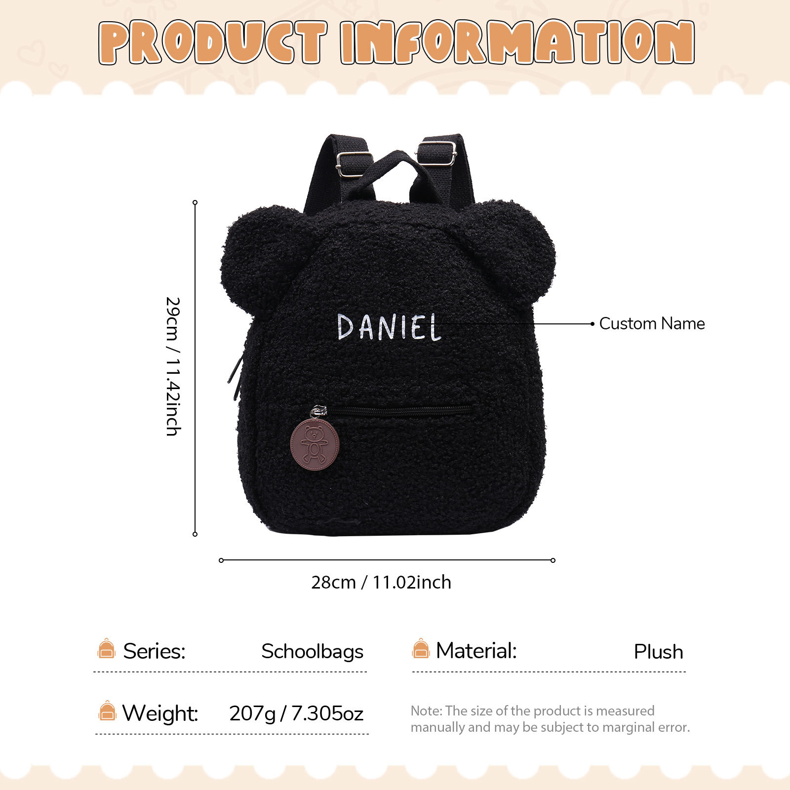 Personalized School Bag Custom Name Plush Children Backpack Children Back To School Gift