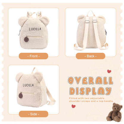 Personalized School Bag Custom Name Plush Children Backpack Children Back To School Gift