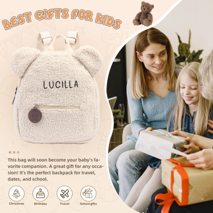 Personalized School Bag Custom Name Plush Children Backpack Children Back To School Gift