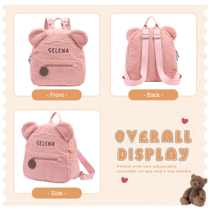 Personalized School Bag Custom Name Plush Children Backpack Children Back To School Gift