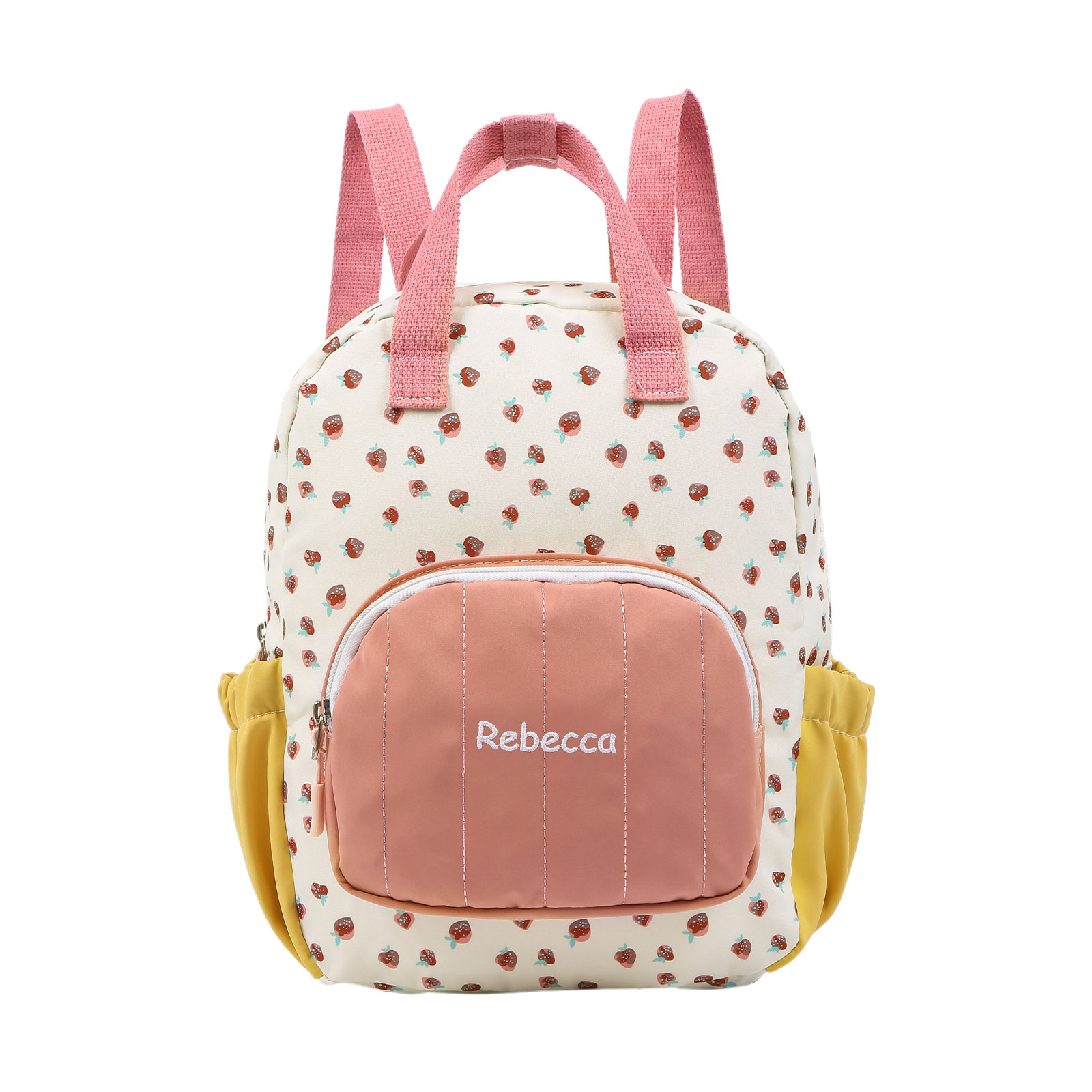 Personalised Kids' Backpack Embroidered with 1 Name Strawberry Print Practical and Heartfelt Gift for Girls | Jessemade