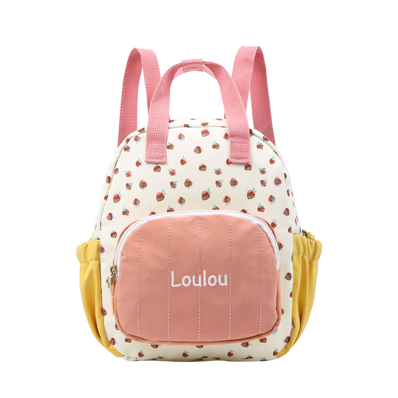 Personalised Kids' Backpack Embroidered with 1 Name Strawberry Print P