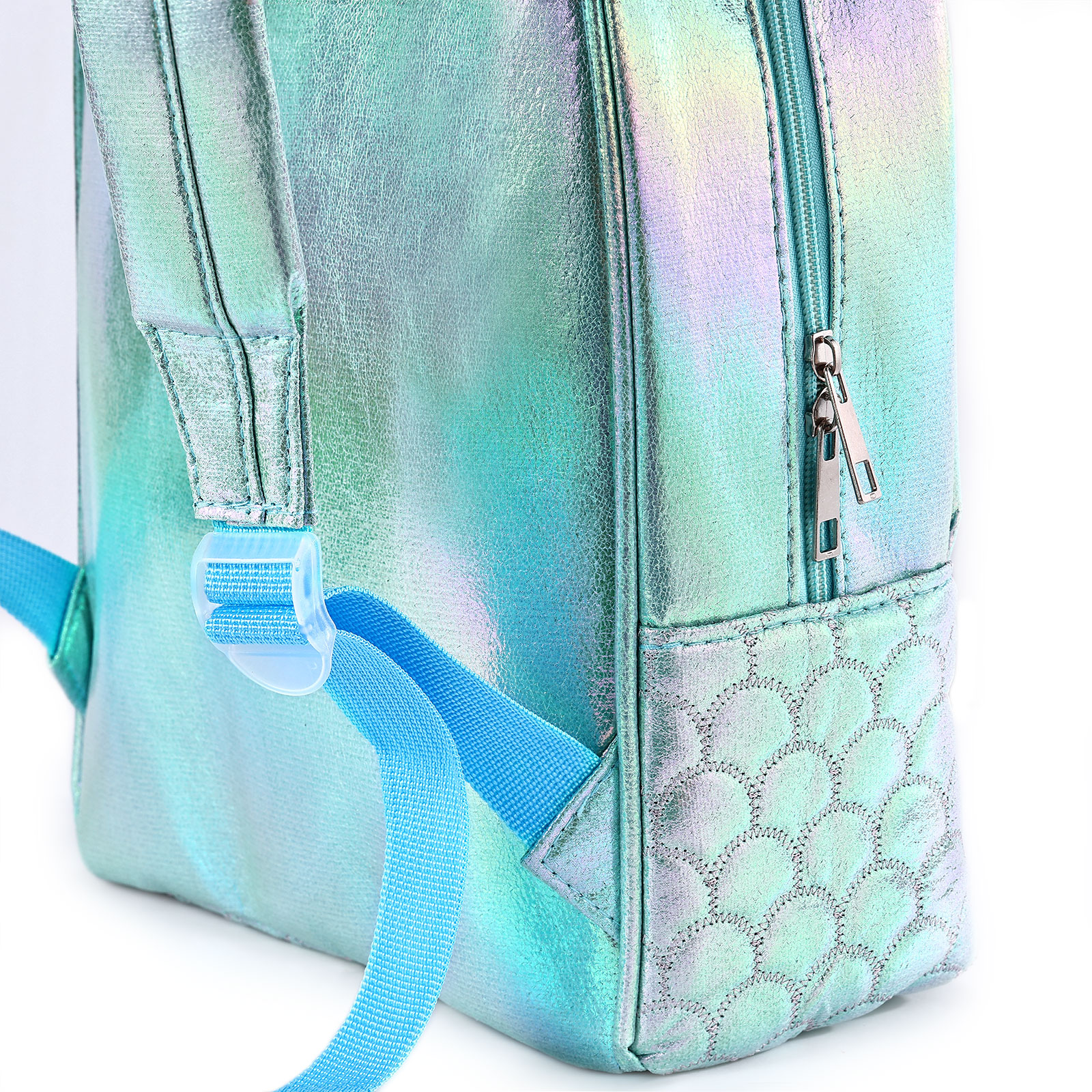 Personalised Embroidery Name Girls Mermaid Backpack Holographic Quilted Pattern Fish Tail Decor Classic Backpack Gift for Kids | Jessemade