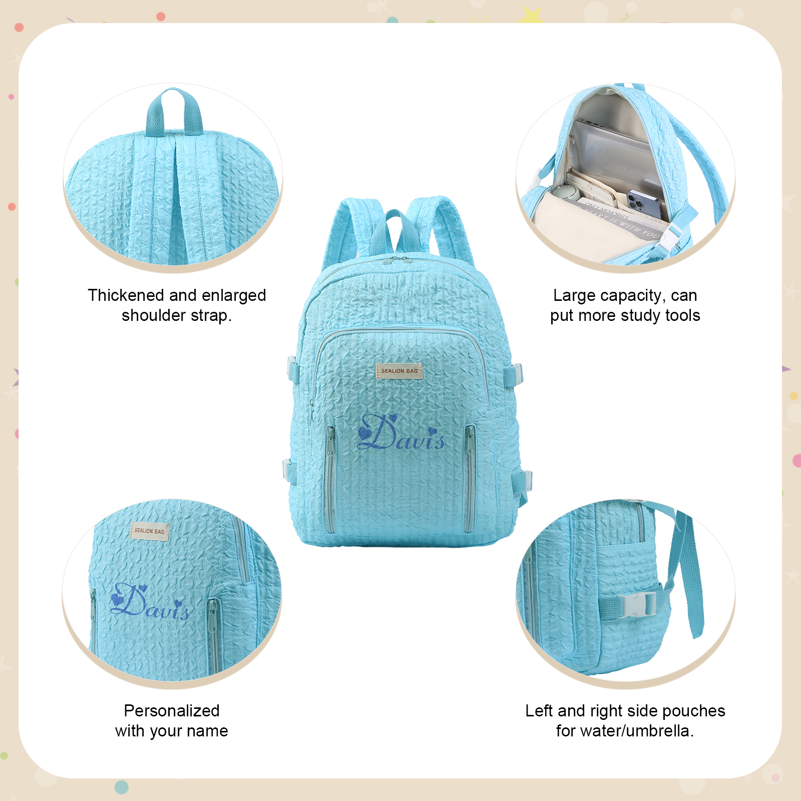 Personalised School Bag with Custom Name – Back to School Gift for Kids | Jessemade