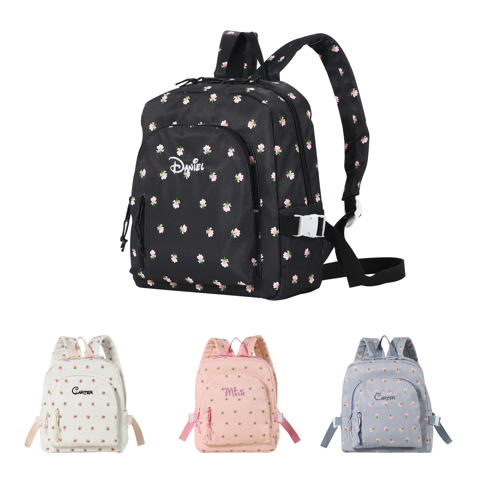 Personalised Kids School Bag with Name & Flowers – Back to School Gift | Jessemade