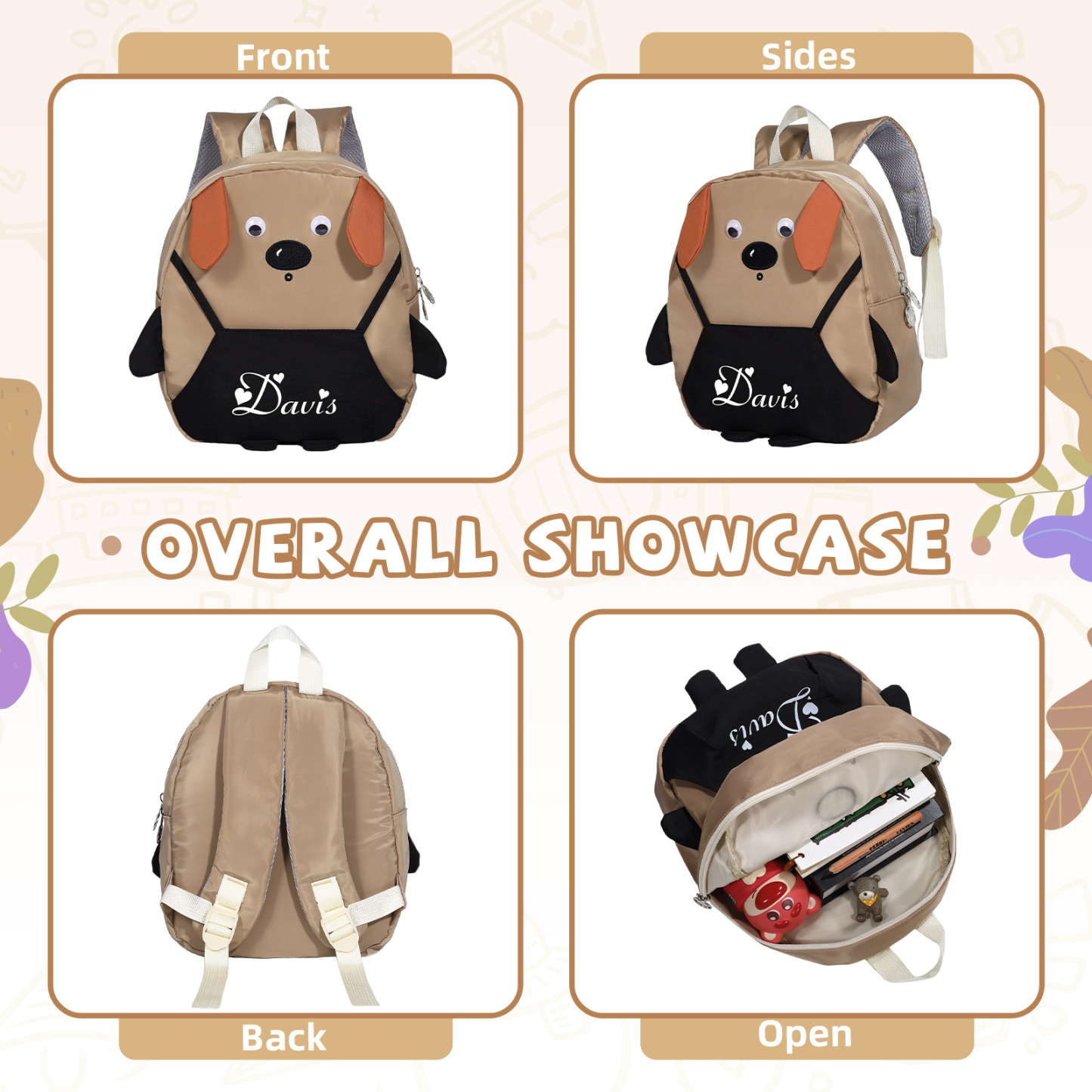 Personalised Kids Dog Backpack with Custom Name – Back to School Gift | Jessemade